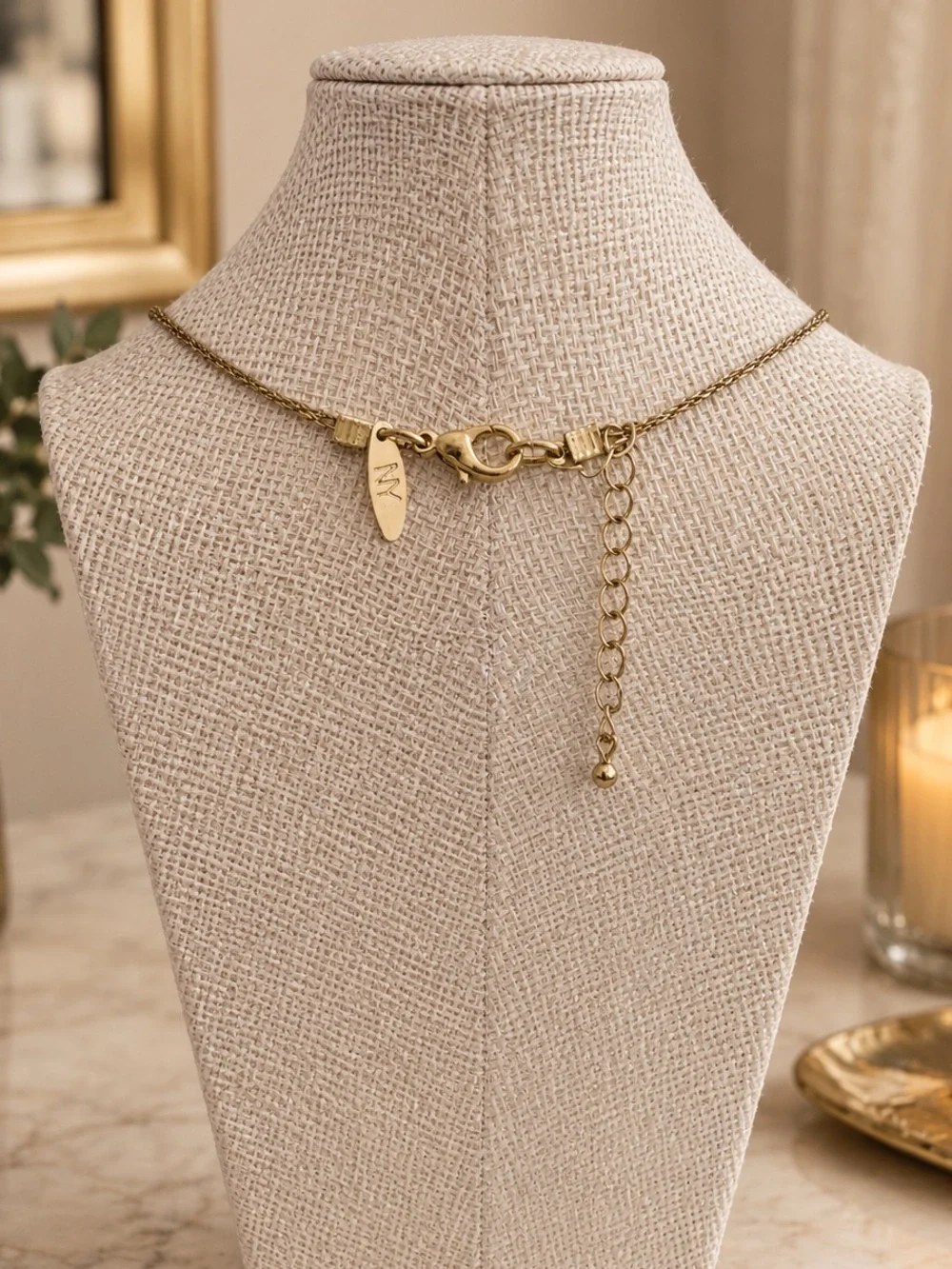 NY & Company Gold Tone Double Layer Station Necklace Red Black Ivory Enamel Bead - Picture 4 of 4